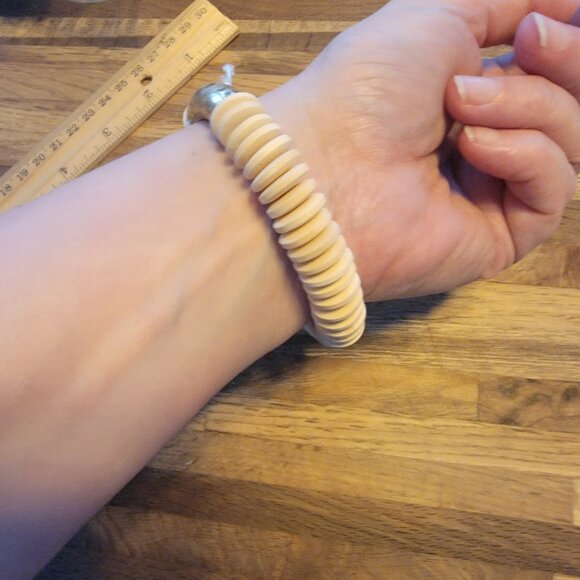 Meghan Browne Style Lola Ivory Natural Wood Stackable Bracelet - Picture 8 of 13